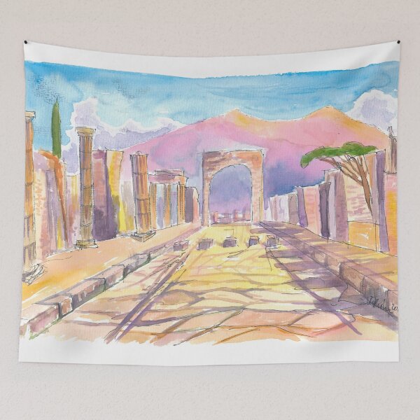 Item preview, Ancient Pompeii Street Scene with Roman Road and Vesuvius designed and sold by artshop77.