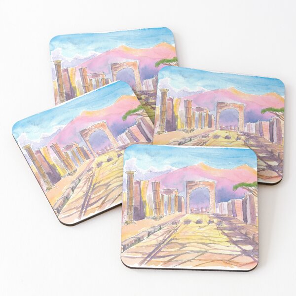 Item preview, Ancient Pompeii Street Scene with Roman Road and Vesuvius designed and sold by artshop77.