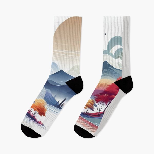 Item preview, Sunrise Mountians wild sky colorful line Art   designed and sold by Nanthanon.