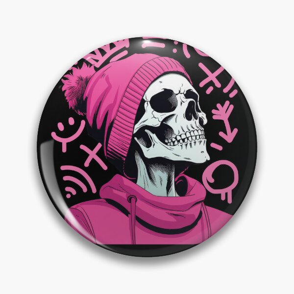 Item preview, Edgy Skeleton in Pink Hoodie - Unique Skeleton Style Art designed and sold by TurtleDojo.