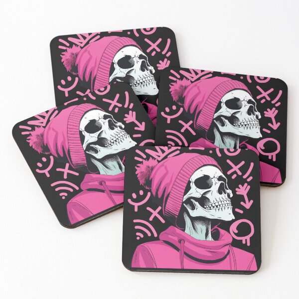 Item preview, Edgy Skeleton in Pink Hoodie - Unique Skeleton Style Art designed and sold by TurtleDojo.