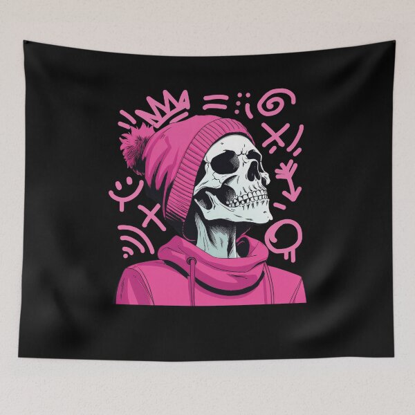 Item preview, Edgy Skeleton in Pink Hoodie - Unique Skeleton Style Art designed and sold by TurtleDojo.