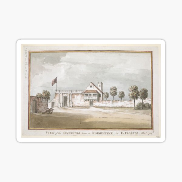 Item preview, Vintage watercolor of "VIEW of the GOVERNOR'S house at ST. AUGUSTINE in E. FLORIDA. Nov.r 1764." designed and sold by Jeditwins.