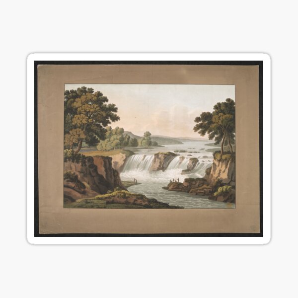 Item preview, Vintage hand coloured aquatint and etching of 1802 "Great Falls of the Potomac." designed and sold by Jeditwins.