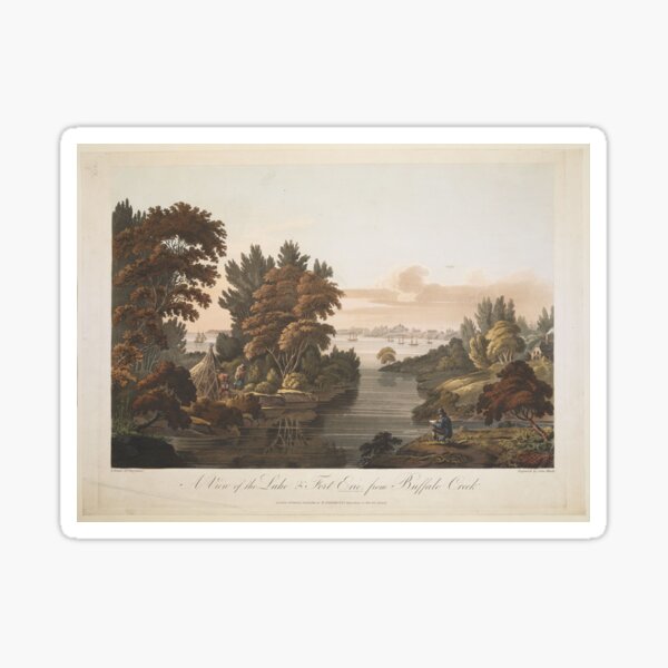 Item preview, Vintage handcolored etching of 1811 "A View of the Lake & Fort Erie from Buffalo Creek. " designed and sold by Jeditwins.