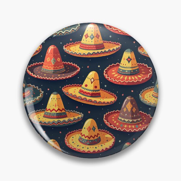 Item preview, Vibrant Sombrero Pattern - Colorful Hats on Dark Blue Background designed and sold by CrownedCanvas.