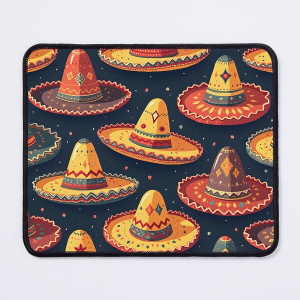 Item preview, Vibrant Sombrero Pattern - Colorful Hats on Dark Blue Background designed and sold by CrownedCanvas.