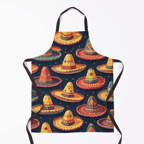 Item preview, Vibrant Sombrero Pattern - Colorful Hats on Dark Blue Background designed and sold by CrownedCanvas.