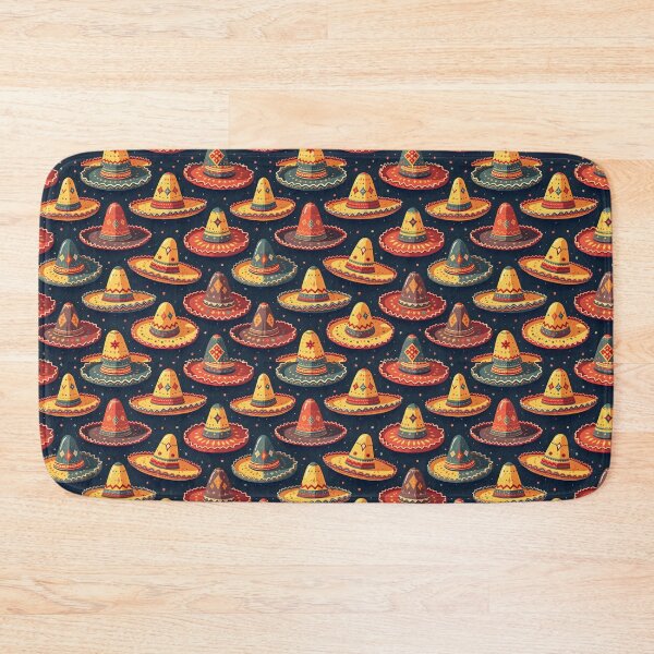 Item preview, Vibrant Sombrero Pattern - Colorful Hats on Dark Blue Background designed and sold by CrownedCanvas.