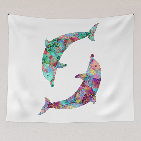 Item preview, Enchanted Dancing Dolphins Art designed and sold by Sharon Cummings Art.