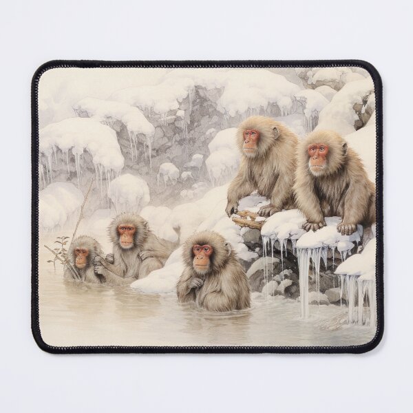 Item preview, Ukiyo-e - Snow Monkeys Bathing In Hot Springs designed and sold by KootenayDesigns.