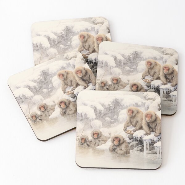 Item preview, Ukiyo-e - Snow Monkeys Bathing In Hot Springs designed and sold by KootenayDesigns.