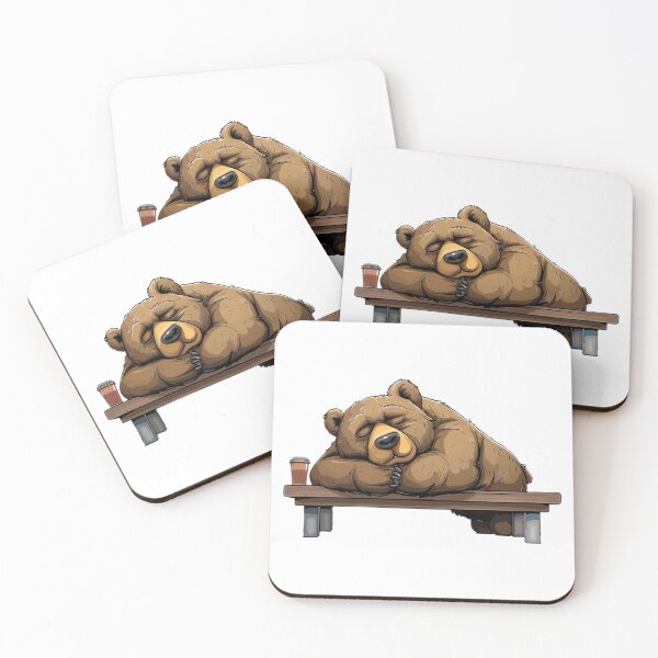 Item preview, Sleepy Bear Struggling with Morning Coffee designed and sold by Artcurrents.
