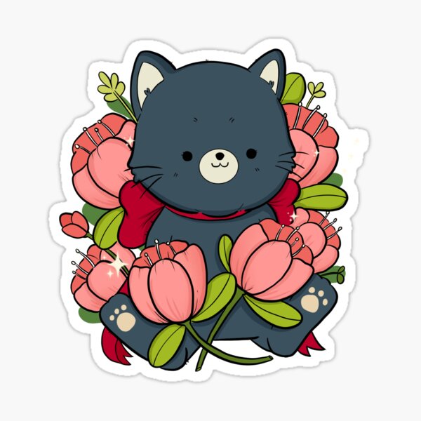 Item preview, black cat flower designed and sold by nutpatchara.