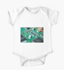 Green Computer Board Macro Short Sleeve Baby One-Piece