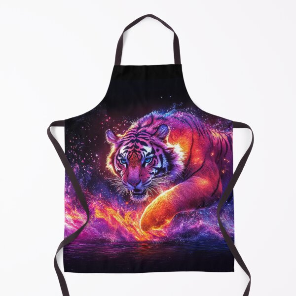 Item preview, Fantasy Tiger with Purple Flames Splash Art designed and sold by MargaretWiktor.