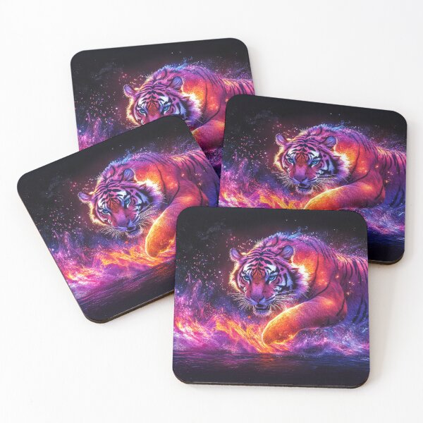 Item preview,  Fantasy Tiger with Purple Flames Splash Art designed and sold by MargaretWiktor.