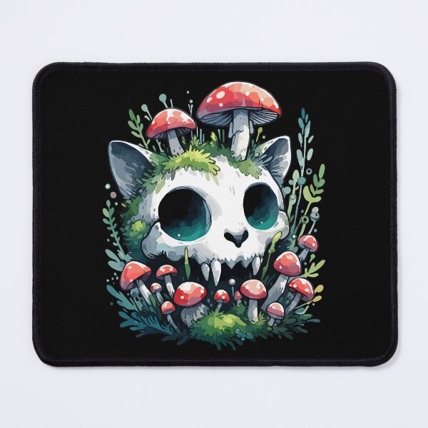 Item preview, Goth Overgrown Cat Skull Mushroom designed and sold by TomFrontierArt.