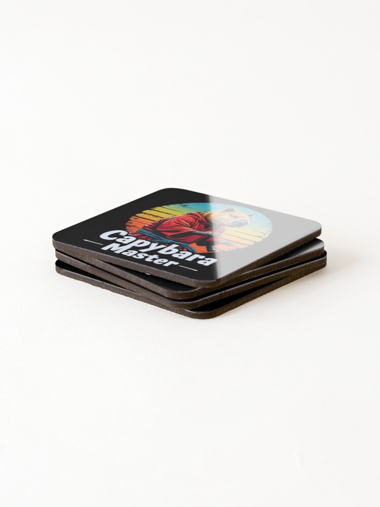 Thumbnail 4 of 5, Coasters (Set of 4), Capybara Shaolin Coding Programmer Master designed and sold by GoPublicTeam.