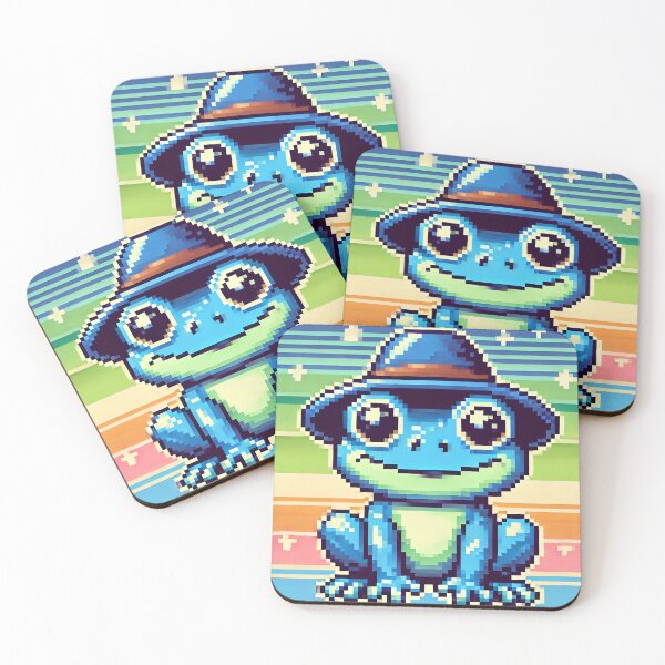 Item preview, Pixel Art Frog in a Hat | Retro Blue Froggy Design designed and sold by Rudycen.