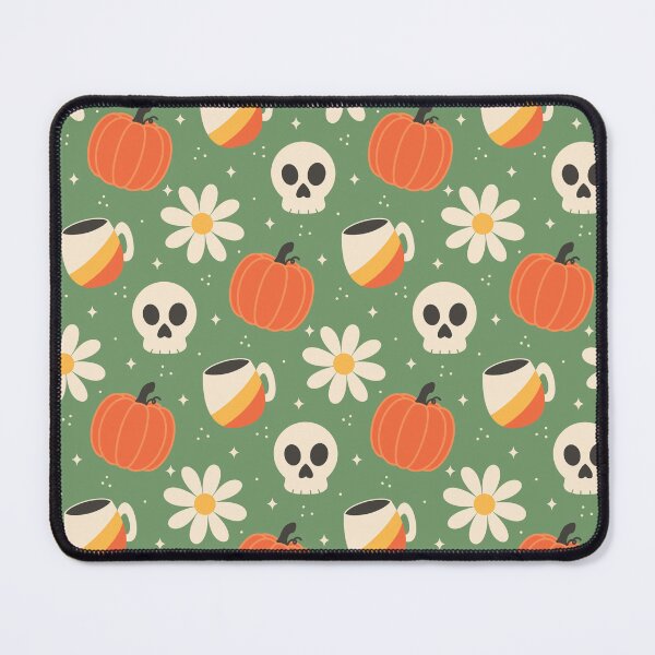 Item preview, Flor de taza de café con forma de calavera de calabaza sobre fondo verde designed and sold by Guided by Light Art.