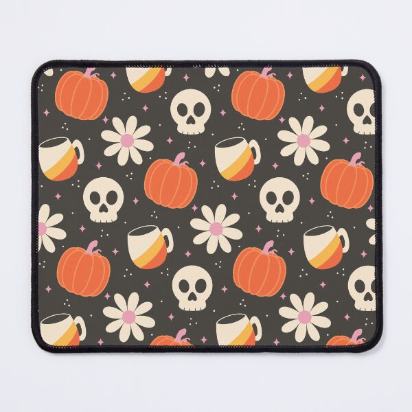 Aperçu de l'œuvre Crâne de citrouille Cuppa Fleur rose sur marron foncé créée et vendue par Guided by Light Art.