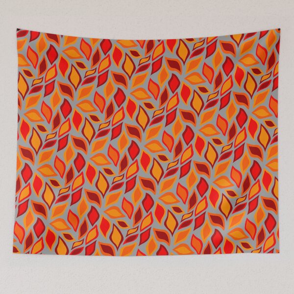 Item preview, Colorful Scattered Fire Red Orange Flame Leaves Leaflets designed and sold by EvergreenMotifs.
