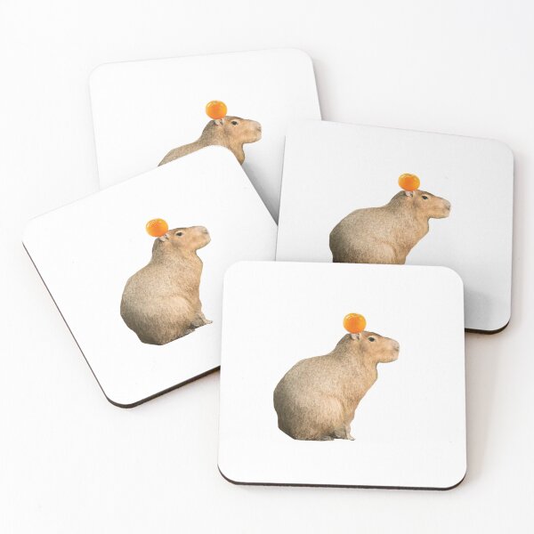 Item preview, Capybara with Orange on Head White Background designed and sold by GeekyGirlsGarb.