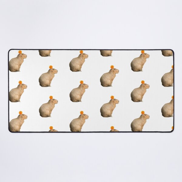 Item preview, Capybara with Orange on Head White Background designed and sold by GeekyGirlsGarb.