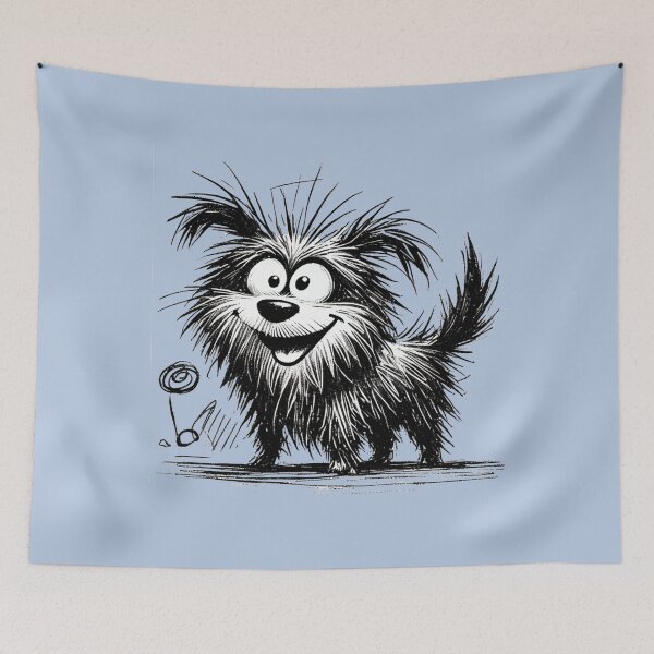 Item preview, Funny Messy Black and White Dog with Flower designed and sold by Blink Art Studio.