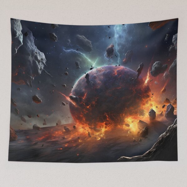 Item preview, Cosmic Collision: Fiery Nebula and Shattered Asteroids designed and sold by GreenInkXpress.