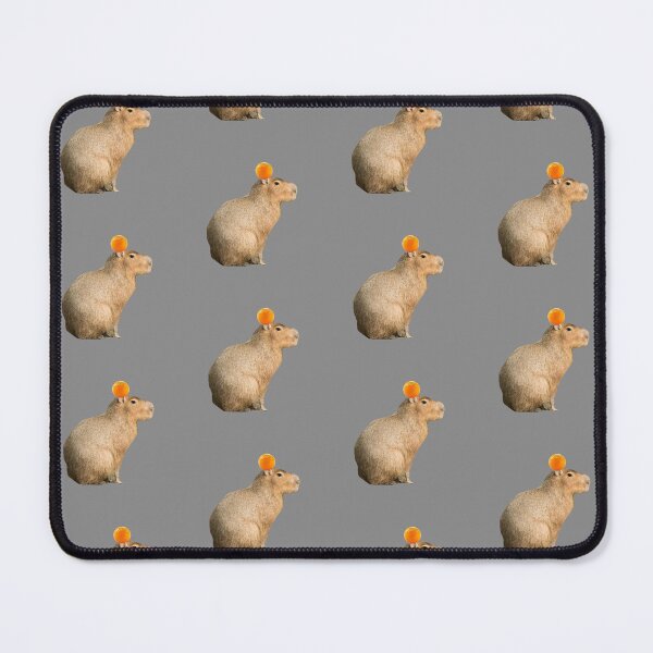 Item preview, Capybara with Orange on Head Gray Background designed and sold by GeekyGirlsGarb.