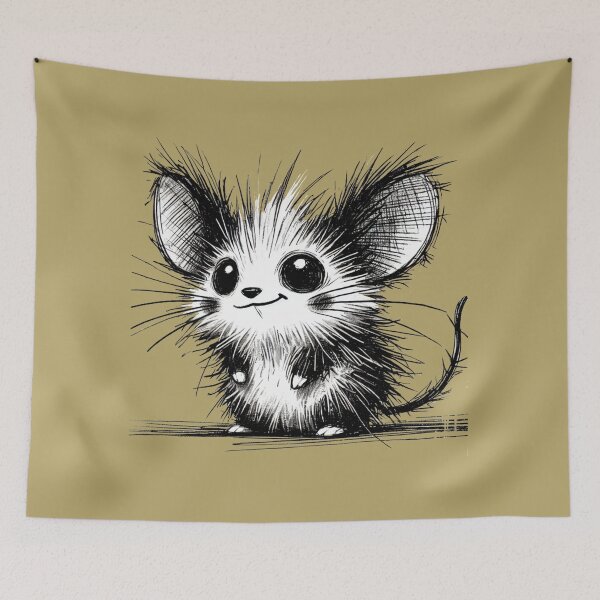 Item preview, Scruffy Mouse Monster - Playful Creature designed and sold by Blink Art Studio.