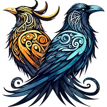 Artwork thumbnail, Huginn And Muninn Odin Ravens by TomFrontierArt
