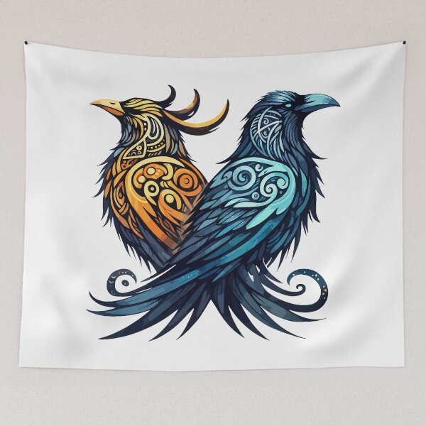 Item preview, Huginn And Muninn Odin Ravens designed and sold by TomFrontierArt.