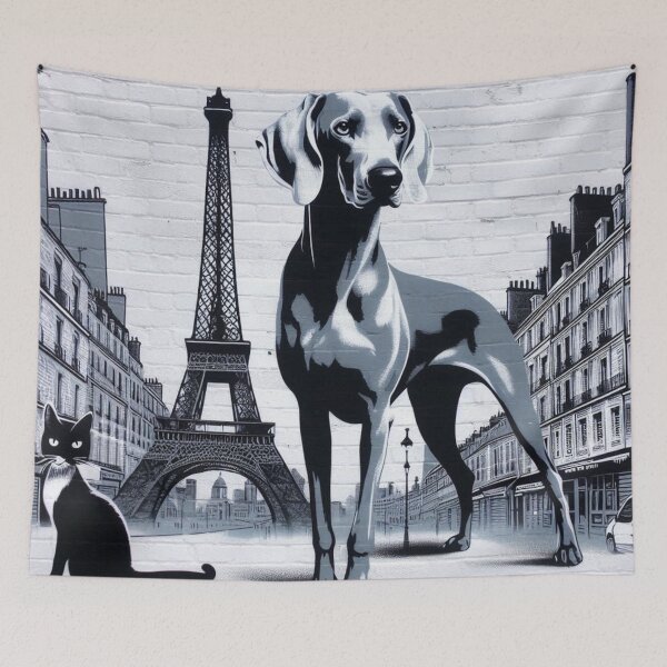 Item preview, Paris Mural Street Graffiti Dog and Cat Art - Design Nr 167 designed and sold by WeimTrails.