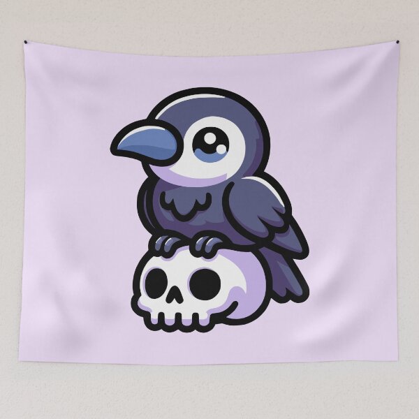 Item preview, Kawaii Cute Crow On A Skull designed and sold by PMCreative.