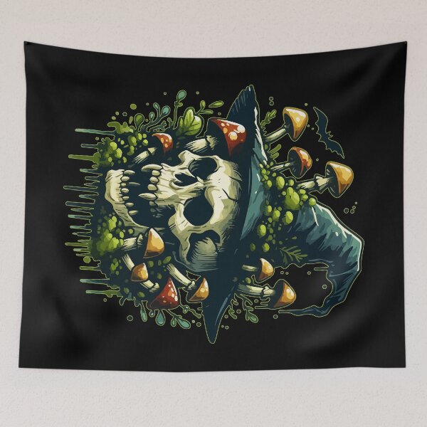 Item preview, Goth Overgrown Vampire Skull Mushroom designed and sold by TomFrontierArt.