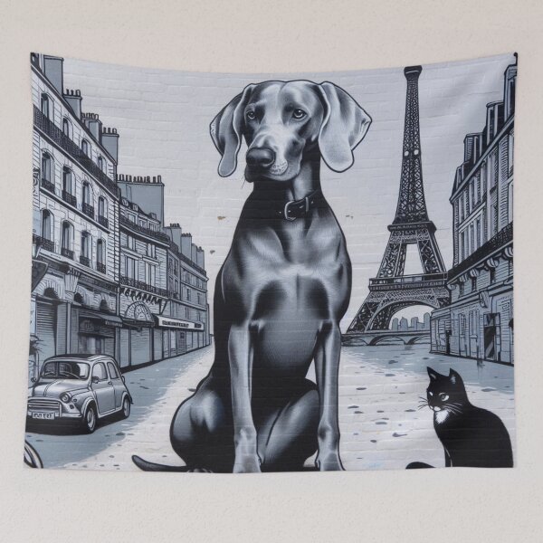 Artikelvorschau, Pariser Straßen-Graffiti-Wandbild mit Hund und Katze – Design Nr. 168 entworfen und verkauft von WeimTrails.