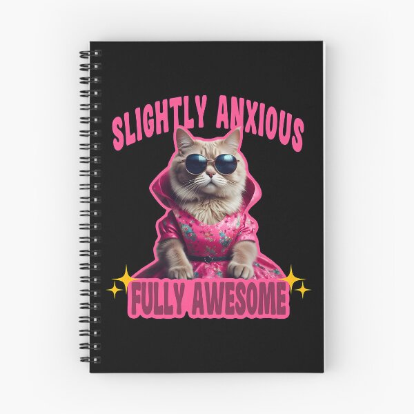 Item preview, Slightly Anxious Fully Awesome cute Cat - Funny silly Sassy Cat Quote designed and sold by Unitepeople.