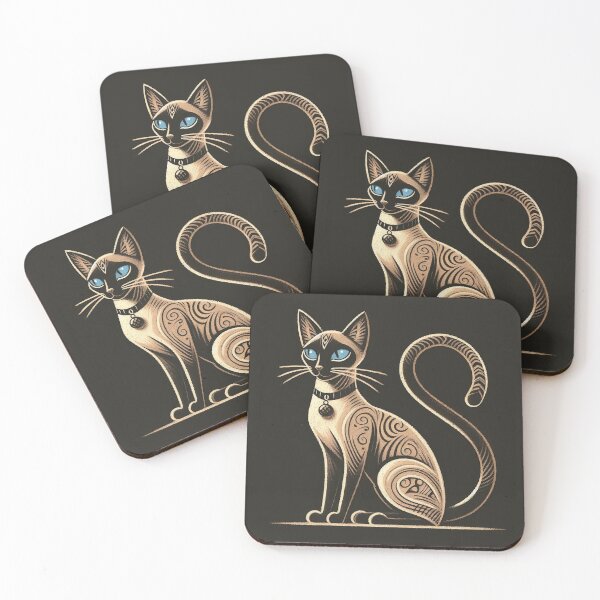 Item preview, Vintage pattern drawing of a Siamese cat designed and sold by YukiKenji.