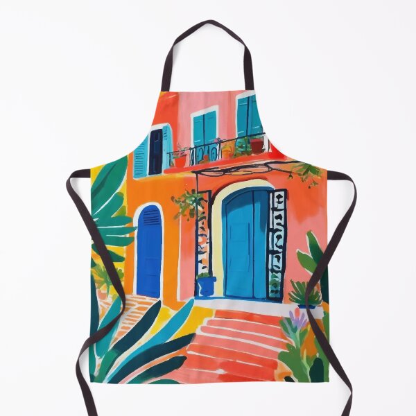 Item preview, Colorful House Facade Mexican Art, Lush Plant Accents designed and sold by PalmitoDecor.