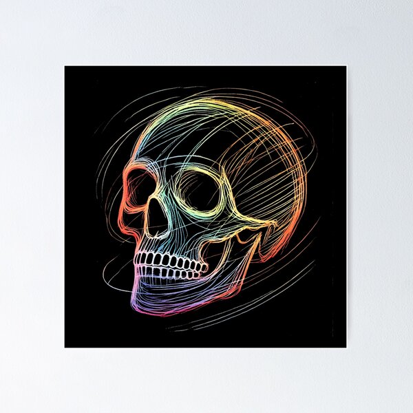 Item preview, Colorful Rainbow Skull Outline designed and sold by Blink Art Studio.
