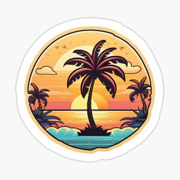Item preview, Tropical Palm At Sunset - Holiday Motif  designed and sold by kayadrawingart.