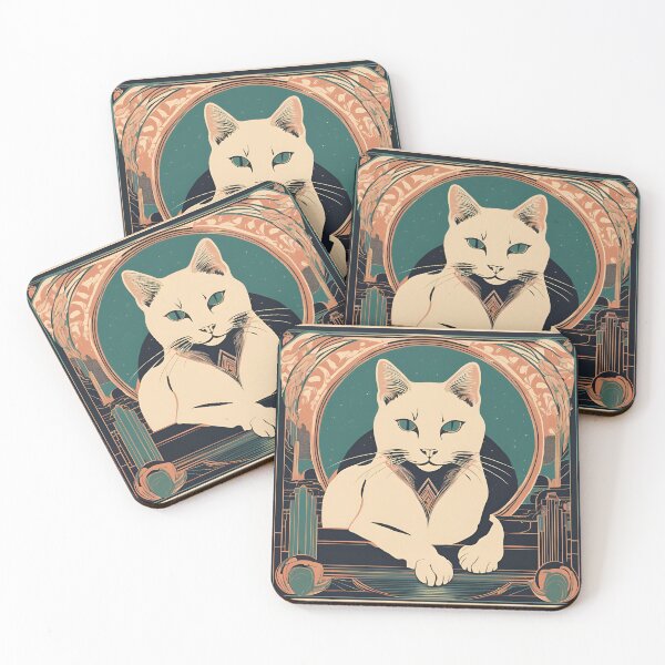 Item preview, Art Deco Cat Print - Vintage-Inspired Pet Portrait in Rich Colors designed and sold by MiszungART.