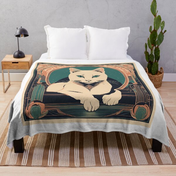 Item preview, Art Deco Cat Print - Vintage-Inspired Pet Portrait in Rich Colors designed and sold by MiszungART.