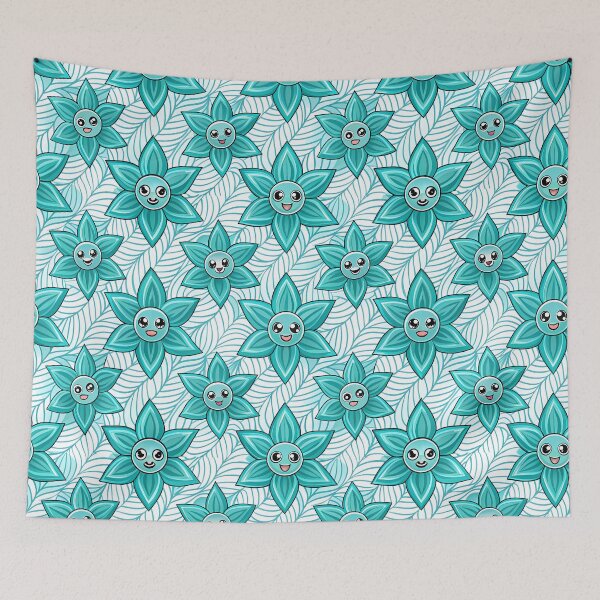 Item preview, Pattern of Fun Sky Blue Flowers - Seamless Pattern #1 designed and sold by Second Draft Visuals.