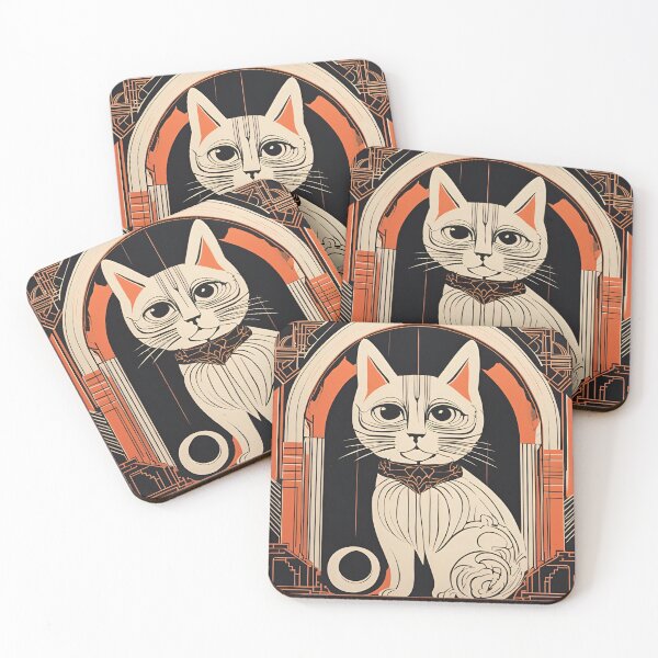 Item preview, Art Deco Cat Print - Vintage-Inspired Pet Portrait in Rich Colors designed and sold by MiszungART.