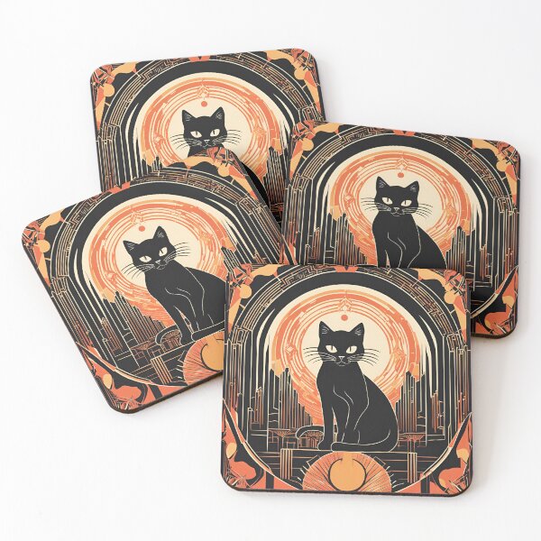 Item preview, Art Deco Cat Print - Vintage-Inspired Pet Portrait in Rich Colors designed and sold by MiszungART.