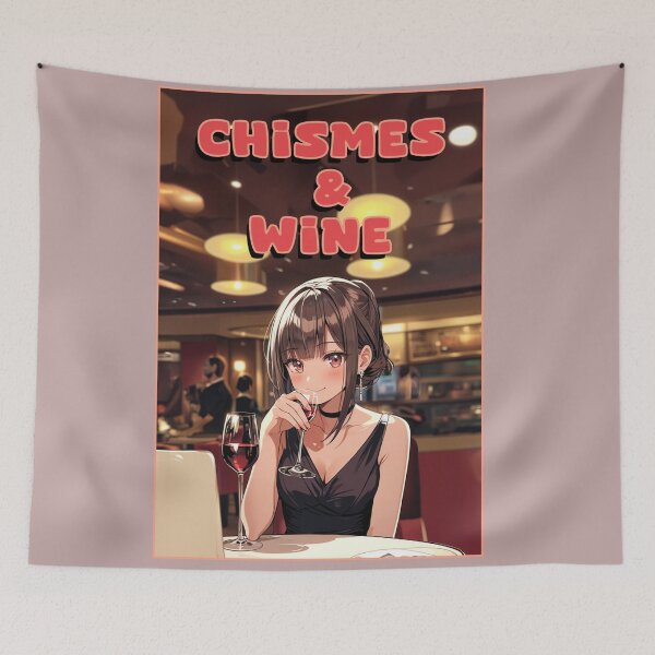 Item preview, gossip and wine anime style illustration designed and sold by La Loca.